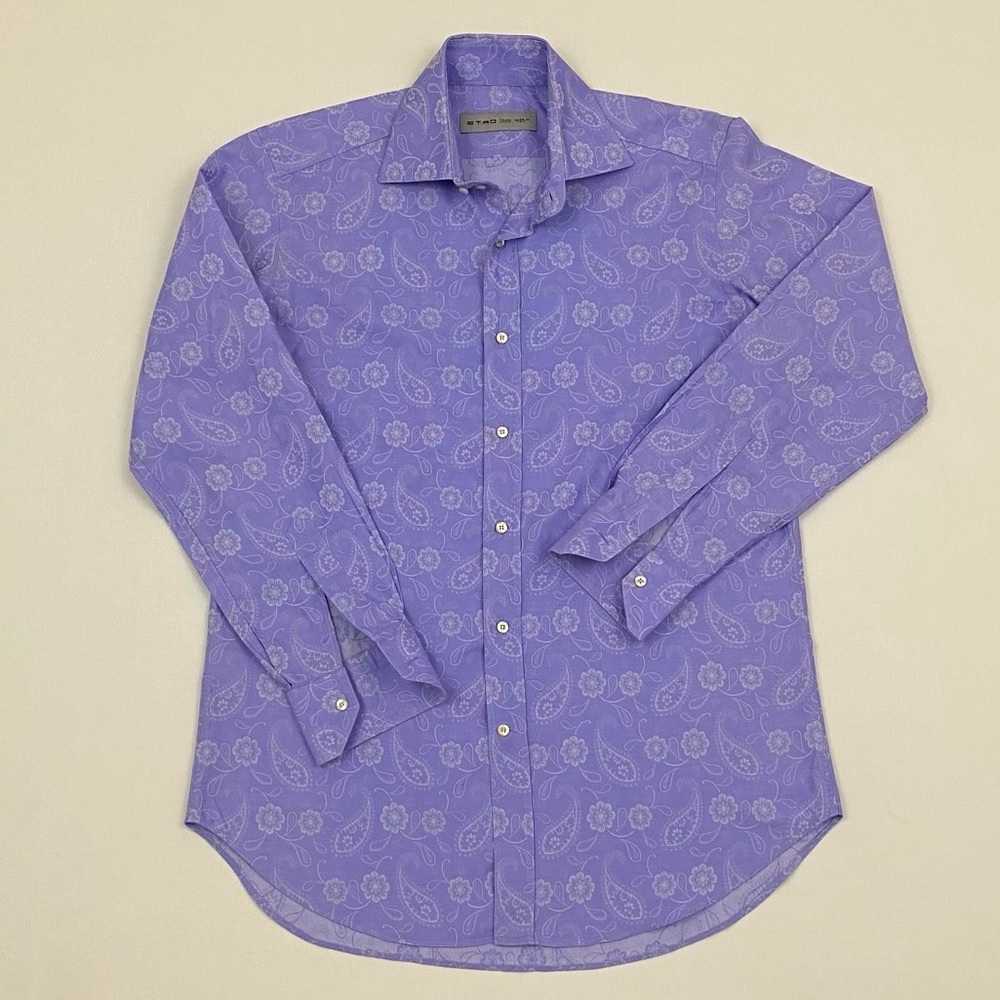 ETRO Gorgeous Lavender Floral Paisley Print Casual Button Up Made in Italy